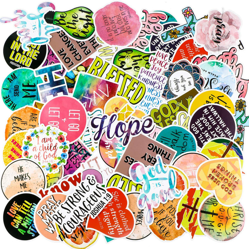 100 Pieces Inspirational Stickers Faith Stickers Faith Wisdom Words Decals Stickers Verse Motivational Stickers for Water Bottle Car Skateboard Laptop Luggage