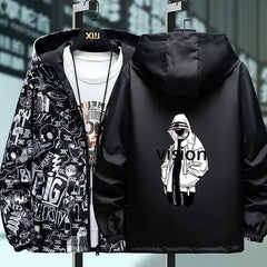 Reversible Men's God Hooded Jacket for Spring & Autumn - Vision Graffiti – Bold Streetwear for Big Dreamers