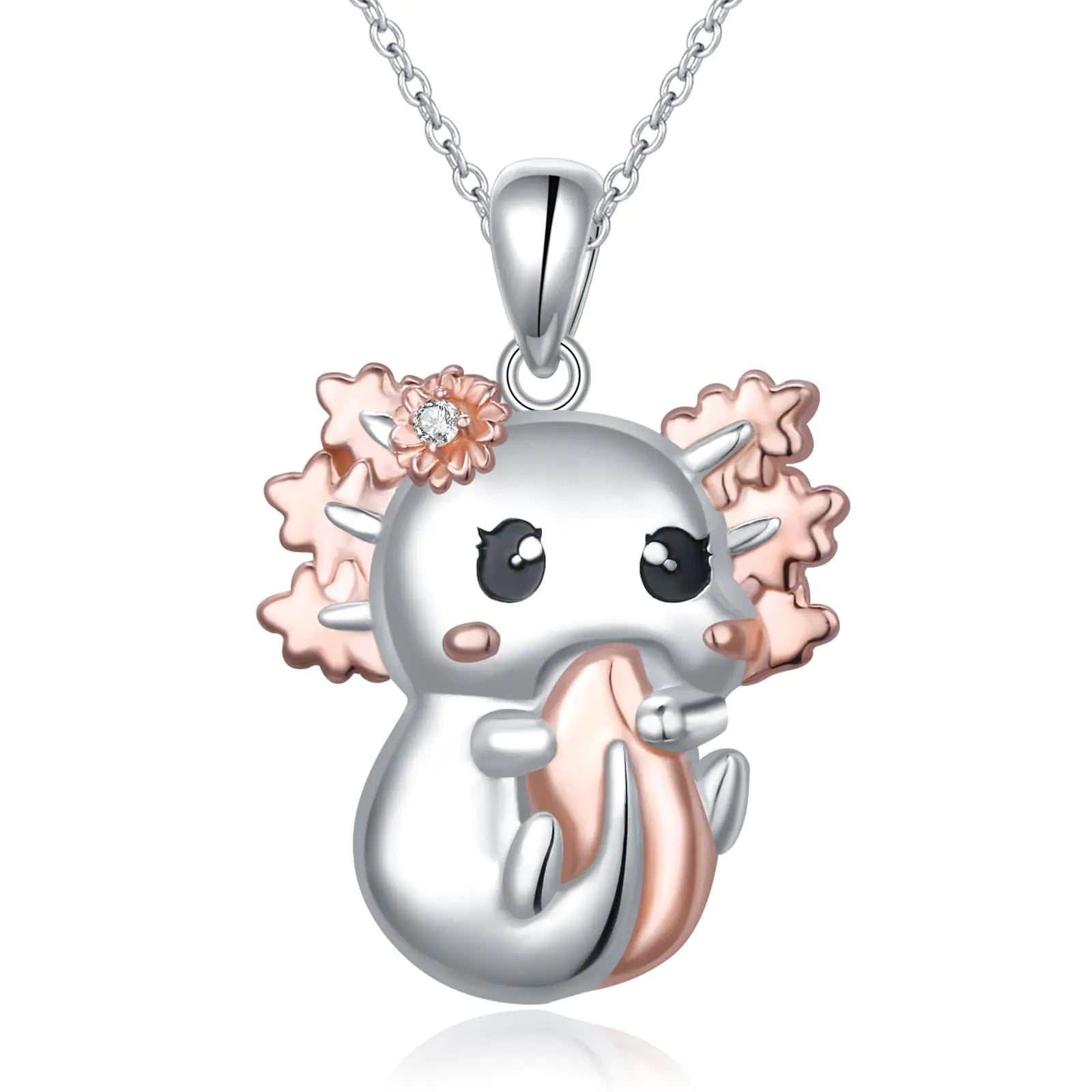 Collana con ciondolo Axolotl in argento sterling, collana Axolotl Collana con ciondolo Axolotl in argento sterling, collana Axolotl