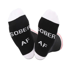 Sobriety Anniversary Socks Sobriety Gift AA NA Recovery Socks Sober AF Encouragement Gift (Sober AF) - 2 pairs