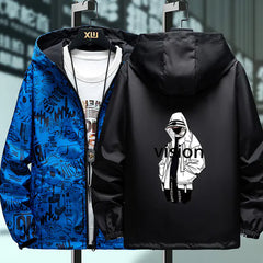 Reversible Men's God Hooded Jacket for Spring & Autumn - Vision Graffiti – Bold Streetwear for Big Dreamers