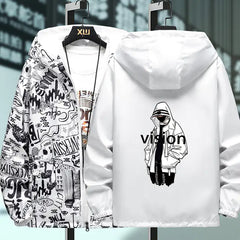 Reversible Men's God Hooded Jacket for Spring & Autumn - Vision Graffiti – Bold Streetwear for Big Dreamers