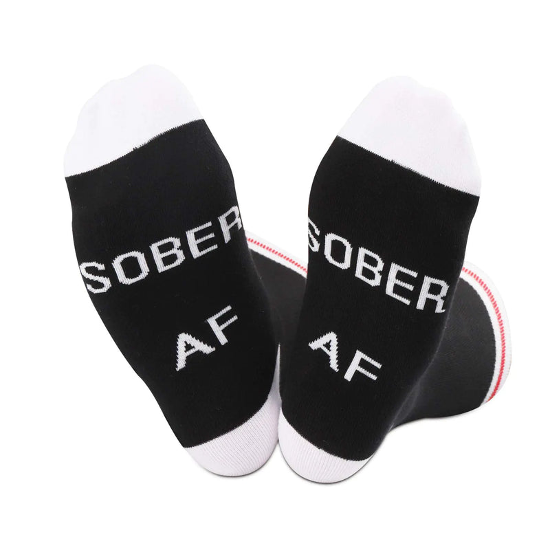 Sobriety Anniversary Socks Sobriety Gift AA NA Recovery Socks Sober AF Encouragement Gift (Sober AF) - 2 pairs